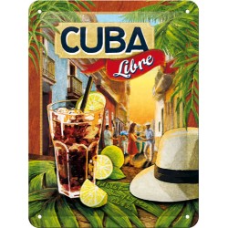 Placa metalica - Cocktail Time - Cuba Libre - 15x20 cm